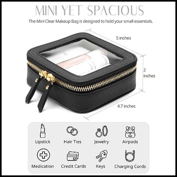 Popvibe Clear Makeup Bag Travel Cosmetic Case Transparent  Clear TPU Makeup Bag Travel Cosmetic Case Zipper Portable Organizer